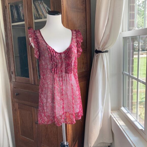 Converse Sheer Floral Blouse, Size S - Picture 1 of 5